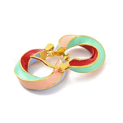 Orecchini a cerchio twist in ottone e smalto da donna&nbsp;EJEW-U015-16B-G