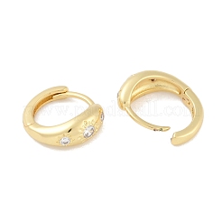 Boucles d'oreilles créoles en laiton plaqué micro pavé de zircons cubiques transparents&nbsp;KK-A224-21G