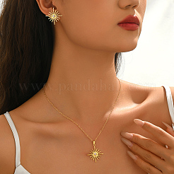 Edelstahl-Ohrstecker und Anhänger-Sets mit Sonne für Damen&nbsp;EN4701