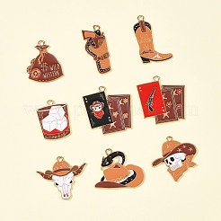 18 stücke 9 arten western cowboy hut stiefel geld tasche schädel legierung emaille anhänger&nbsp;FIND-FS0003-91