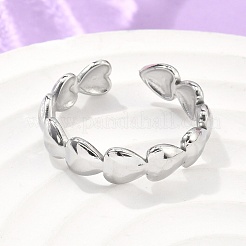 Anello polsino aperto con cuore in acciaio inossidabile 304 anti-ossidazione per donna&nbsp;RJEW-C045-18P