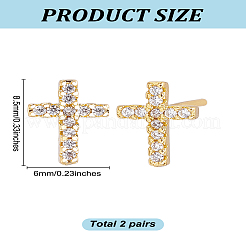2 paire de boucles d'oreilles à tige en laiton micro pavées en oxyde de zirconium transparent pour femmes&nbsp;EJEW-LP0001-57G