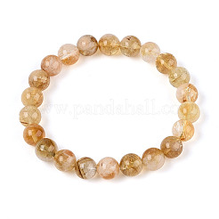 Pulseras elásticas de cuentas redondas de citrino natural para hombres y mujeres&nbsp;G-N349-10A