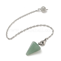 Pendules de radiesthésie pointus en aventurine verte naturelle conique&nbsp;HJEW-JM04048-03