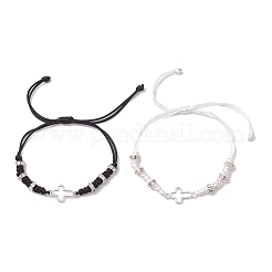 2 pz braccialetti con maglie incrociate in lega&nbsp;BJEW-JB11527