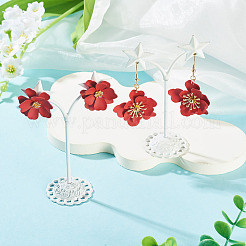 2 Paar 2 Stile Eisenblumen-Ohrhänger und süße und stilvolle mehrschichtige Blütenblatt-Blumenohrstecker&nbsp;EJEW-TA0001-80B