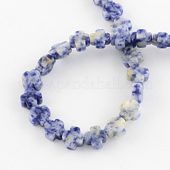 Fili di perle di diaspro macchia blu naturale&nbsp;G-R182-10