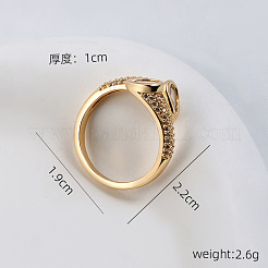 Messing Micro Pave Zirkonia Manschette offene Ringe&nbsp;WG46444-02