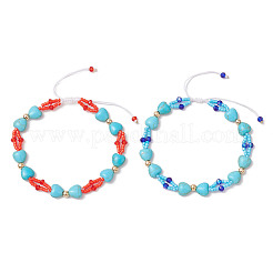 2 bracelet en perles de rocaille cylindriques en forme de losange&nbsp;BJEW-MZ00145