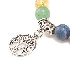 3pcs 3 Stil natürliche Lavagestein & gemischte Stein-Stretch-Armbänder mit Bunte Malerei bösem Blick&nbsp;BJEW-JB08321