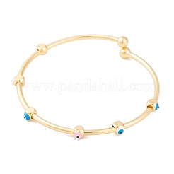 Bracelets réglables en laiton émail coloré mauvais œil&nbsp;BJEW-S147-18G-C