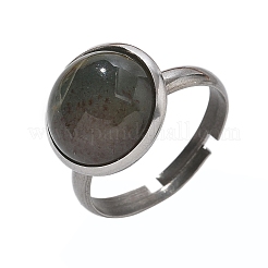 Bagues demi-rondes en agate indienne naturelle&nbsp;RJEW-M062-01P-22