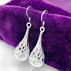 Pendientes colgantes de aleación con forma de lágrima hueca&nbsp;FS-WGBABE9-01
