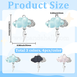 12 stücke 3 farben legierung strass anhänger&nbsp;RB-SC0001-23