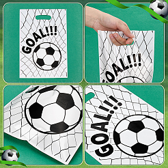 100 sac cadeau en plastique imprimé football avec poignée perforée&nbsp;ABAG-WH0045-101A