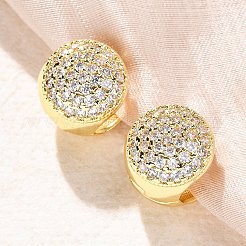 Pendientes de aro de latón redondo con micro pavé de circonitas cúbicas transparentes&nbsp;EJEW-K305-04G