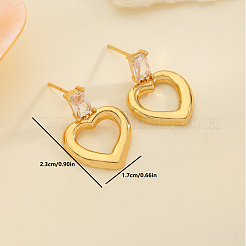 Boucles d'oreilles pendantes en forme de cœur en laiton et zircone cubique transparente&nbsp;QP9480