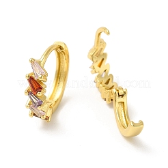 Boucles d'oreilles créoles trapézoïdales en zircone cubique&nbsp;EJEW-E270-23G
