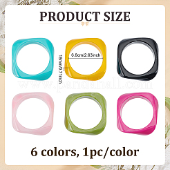 6 bracelet en acrylique bicolore pour femme&nbsp;BJEW-ME0001-03A