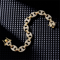 Braccialetti hip-hop in lega micro pavé con maglie in zirconia cubica per donna&nbsp;KD4183-1