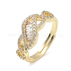 Verstellbare Fingerringe aus Messing und klaren Zirkonia mit verschlungenem Design&nbsp;CU-CBA7E55-06G