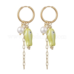 Boucles d'oreilles créoles en forme de poisson en acier inoxydable 304&nbsp;EJEW-JE06748