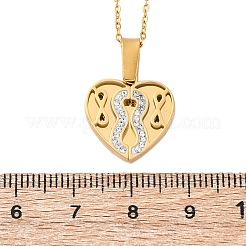 Colliers pendentifs en acier inoxydable 304 avec strass en forme de cœur ouvrable pour femmes&nbsp;NJEW-Z065-13G