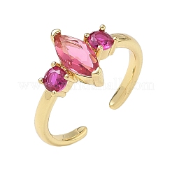 Offene Manschettenringe aus Messing mit Mikropavé und Zirkonia für Damen&nbsp;RJEW-L343-14G-01