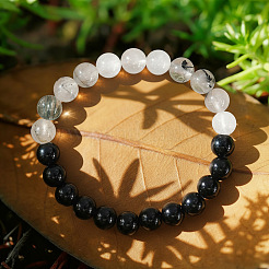 Collier extensible en jade blanc naturel&nbsp;BP7184