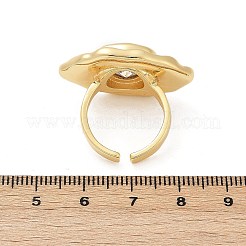 Anelli a polsino aperti regolabili in ottone con zirconi cubici per donna&nbsp;RJEW-R032-01G