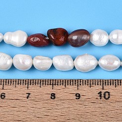 Natürliche rote Achatnuggets und natürliche Süßwasser-Zuchtperlenstränge&nbsp;PEAR-N023-01A-02