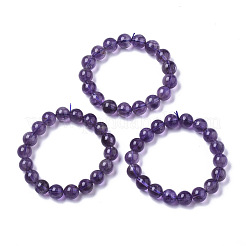 Pulseras con cuentas elásticas de amatista natural&nbsp;G-R465-58B