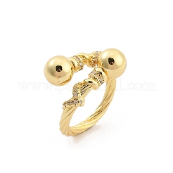 Bagues ouvertes en laiton plaqué or avec micro pavé de zircones cubiques transparentes pour femmes&nbsp;RJEW-M028-99G