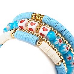 5 Stück 5 Stil Fimo Heishi Perlen Stretch Armbänder Set&nbsp;BJEW-JB07532-02