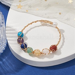 Bracciale rigido con perline miste naturali e sintetiche&nbsp;BJEW-JB09592