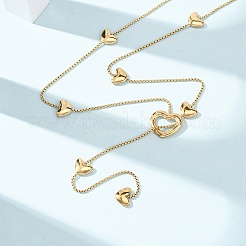 Herzförmige Y-Quasten-Lariat-Halsketten aus Edelstahl 304 für Damen&nbsp;NJEW-F378-04G