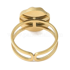 Ionenbeschichtung (IP) 304 Edelstahl Emaille flach rund mit Herz Manschette Fingerringe&nbsp;X-RJEW-L107-073G-01