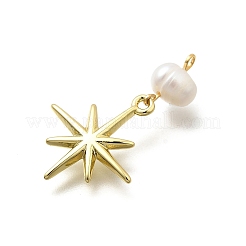 Colgantes de estrella de latón y perla natural&nbsp;LS-KK-Z093-40G