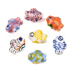 Perles de porcelaine de poissons à la main&nbsp;X-PORC-S446-M