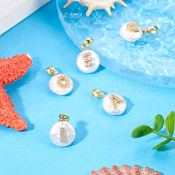 5 Stück 5 Stile natürliche Süßwasser-Zuchtperlennuggets mit Buchstabenanhängern&nbsp;KK-TA0002-37