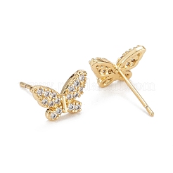Orecchini a lobo a forma di farfalla con scintillanti zirconi cubici&nbsp;EJEW-H126-14G