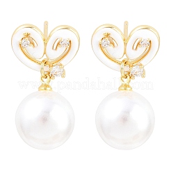 Boucles d'oreilles pendantes en laiton et zircon cubique transparent pour la Saint-Valentin&nbsp;EJEW-Z164-07G-01