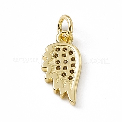 Dijes de ala de circonita cúbica transparente con micro pavé de latón&nbsp;ZIRC-F132-60G