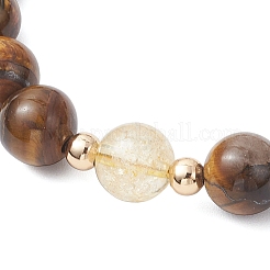 Braccialetti con perline di occhio di tigre naturale e citrino per donna&nbsp;BJEW-JB12239-02