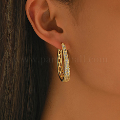 Pendientes de aro de circonita cúbica con micro pavé de latón para mujer&nbsp;CA0246