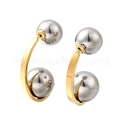 Orecchini a bottone bicolore in acciaio inossidabile 304&nbsp;EJEW-R031-03GP