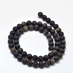 Bereift natürliche goldene Glanz Obsidian runden Perle Stränge&nbsp;G-F266-04-6mm