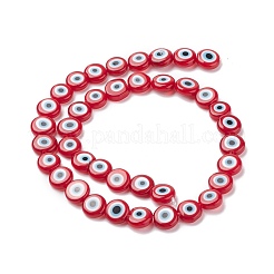 Handmade bösen Blick lampwork flache runde Perle Stränge&nbsp;LAMP-L058-10mm-21