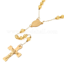 Colliers de chapelet en acier inoxydable 304 avec croix crucifix plaquée ionique (IP)&nbsp;NJEW-M075-03G-06