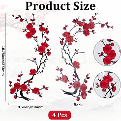 4 Stück Pflaumenblüten-Stickereistoff aus Polyester zum Aufnähen&nbsp;PATC-CY0001-58A
